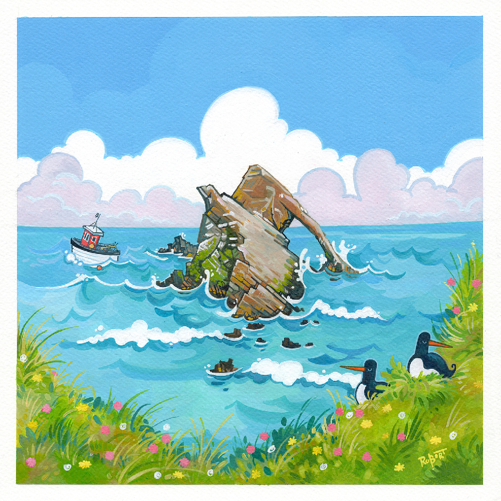 Bow Fiddle Rock Painting, Portnockie, Moray